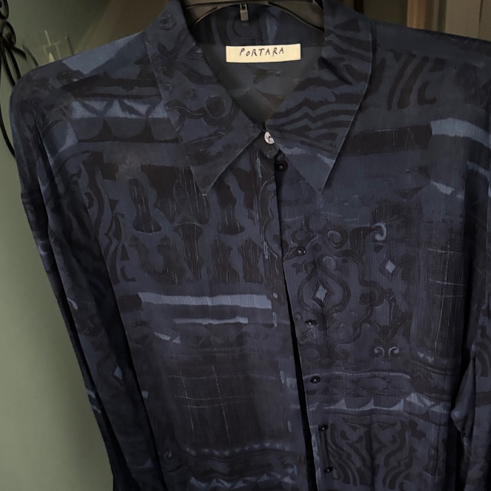 Stylish Navy Patterned Shirt and pant suit